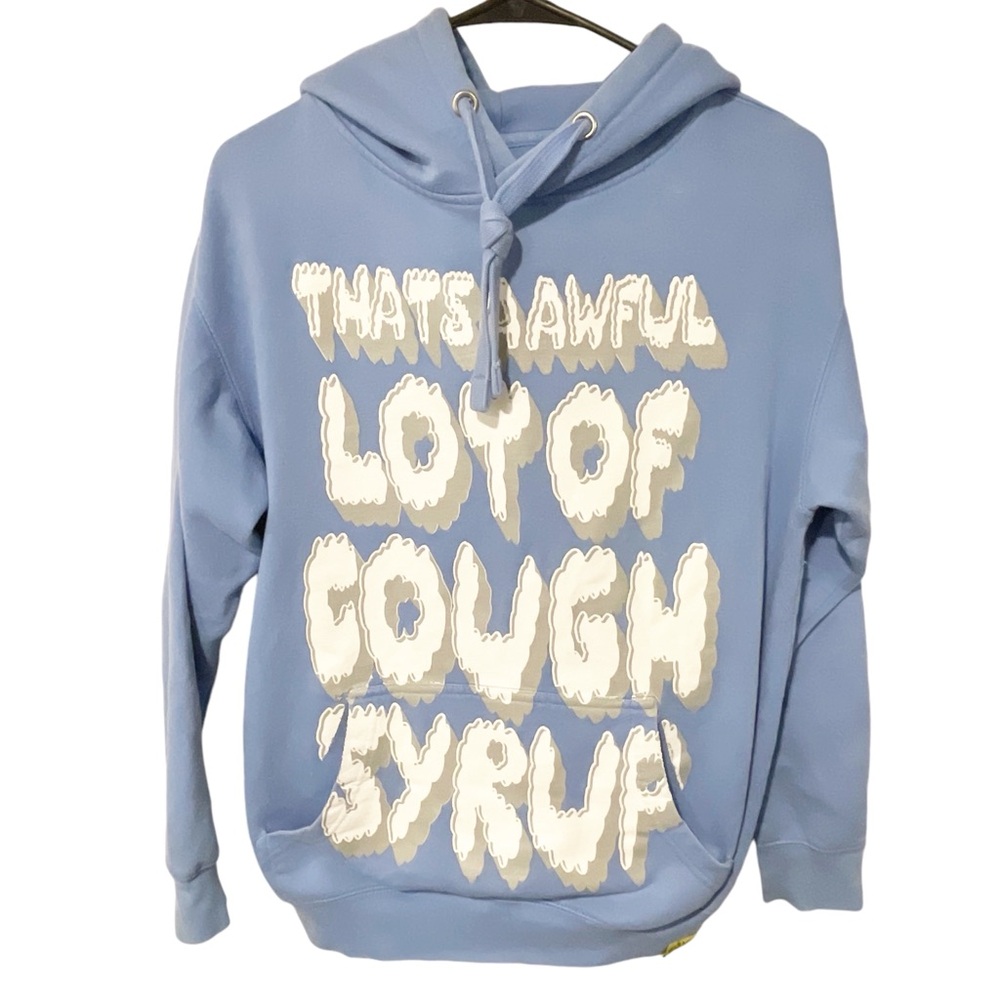 Thats‎ A Awful Lot of Cough Syrup by Desto Dubb Hoodie Blue All Over Size Medium
